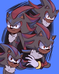 Size: 1638x2048 | Tagged: safe, artist:sthsora, shadow the hedgehog, hedgehog, 2024, abstract background, frown, looking at viewer, looking offscreen, male, solo