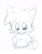 Size: 1097x1417 | Tagged: safe, artist:foxesdofly, miles "tails" prower, 2024, chibi, clothes, cute, frown, line art, looking ahead, looking offscreen, meme, monochrome, shirt, simple background, smol, solo, tailabetes, white background, words on a shirt