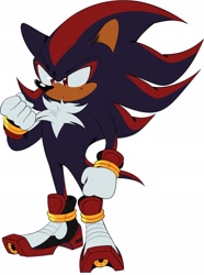 Size: 1523x2048 | Tagged: safe, artist:theteyoman, shadow the hedgehog, 2024, clenched fists, frown, looking offscreen, simple background, solo, standing, white background