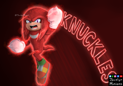 Size: 3000x2100 | Tagged: safe, artist:jocelynminions, knuckles the echidna, echidna, gloves, male, purple eyes, red fur, shoes