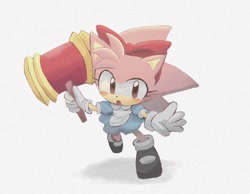 Size: 1280x992 | Tagged: safe, artist:pita_b882, amy rose, classic amy, holding something, piko piko hammer, solo