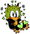 Size: 609x700 | Tagged: safe, artist:mightourge, oc, oc:durian the quilladillo, blue eyes, fankid, fingerless gloves, green fur, heart, heterochromia, jacket, magical gay spawn, male, oc only, parent:mighty, parent:scourge, parents:scourighty, pawpads, quilladillo, red eyes, signature, simple background, solo, transparent background