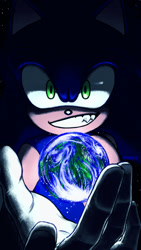 Size: 1080x1920 | Tagged: safe, artist:rhymo-s, sonic the hedgehog, 2024, earth, grin, planet, shadow (lighting), smile, solo