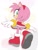 Size: 1013x1333 | Tagged: suggestive, artist:secretter_zgwl, amy rose, amy's halterneck dress, echo background, looking at viewer, looking back, looking back at viewer, panties, signature, smile, solo, upskirt