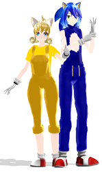 Size: 720x1209 | Tagged: safe, artist:univermangamangasimu, miles "tails" prower, sonic the hedgehog, human, 3d, duo, humanized, partially humanized