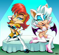 Size: 1200x1106 | Tagged: suggestive, artist:curtsibling, rouge the bat, sally acorn, duo, lingerie