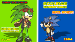 Size: 3840x2160 | Tagged: safe, artist:georgetheredengine15, scourge the hedgehog, sonic the hedgehog, hedgehog, anti-sonic, duo, male