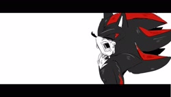 Size: 1920x1080 | Tagged: safe, artist:si9bb, shadow the hedgehog, crying, simple background, solo, tears, tears of sadness, white background