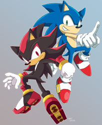 Size: 1296x1580 | Tagged: safe, artist:skcollabs, shadow the hedgehog, sonic the hedgehog, sonic channel wallpaper style