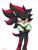 Size: 1214x1608 | Tagged: safe, artist:cysa, artist:cyucya, shadow the hedgehog, arms folded, blushing, cute, ear fluff, looking down, shadowbetes, signature, simple background, solo, standing, white background