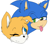 Size: 432x384 | Tagged: safe, artist:skylaprower, miles "tails" prower, sonic the hedgehog, 2011, duo, eyelashes, flat colors, freckles, gay, head only, lidded eyes, looking at them, looking at viewer, pixel art, shipping, simple background, smile, sonic x tails, tongue out, white background, wink