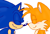 Size: 1542x1063 | Tagged: dead source, safe, artist:gayspudling, miles "tails" prower, sonic the hedgehog, 2024, blushing, boop, cute, duo, eyes closed, gay, nose boop, shipping, simple background, smile, sonic x tails, white background