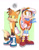 Size: 1024x1326 | Tagged: safe, artist:salsacoyote, cream the rabbit, miles "tails" prower, 2020, abstract background, aged up, annoyed, blue shoes, boots, duo, fist, frown, goggles, older, older cream, older tails, scarf, smile, standing, yellow sclera