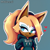 Size: 2048x2048 | Tagged: safe, ai art, artist:mobians.ai, whisper the wolf, 2024, alternate outfit, blue background, cute, hands in pocket, heart, hoodie, looking offscreen, outline, prompter:triplettailedfox, simple background, smile, solo, standing, white outline