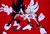 Size: 1170x793 | Tagged: safe, artist:tsutsuuraurami, shadow the hedgehog, sonic the hedgehog, super shadow, 2018, clenched fist, clenched teeth, dark sonic, duo, fight, gradient background, looking at each other, needs more jpeg, red background, super form