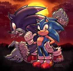 Size: 3312x3248 | Tagged: safe, artist:lemon eyebrows, sonic the hedgehog, sonic the werehog