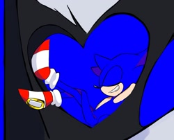 Size: 2048x1651 | Tagged: safe, artist:tamjeong_sonic, shadow the hedgehog, sonic the hedgehog, arms behind head, duo, eyes closed, gay, grin, heart, hole in chest, lying back, micro, shadow x sonic, shipping, smile, solo focus