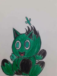 Size: 774x1032 | Tagged: dnp, safe, artist:theoneandonlycactus, oc, oc:cactus the hedgehog, chao, solo, traditional media