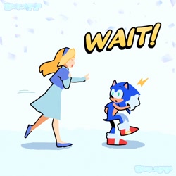 Size: 1050x1050 | Tagged: safe, artist:k2y_agogo, maria robotnik, sonic the hedgehog, human, sonic x shadow generations, comic, dialogue, duo, english text, white space