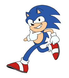 Size: 1561x1770 | Tagged: safe, artist:thatsnoton, sonic the hedgehog, flat colors, full body, looking at viewer, mobius.social exclusive, running, simple background, smiling, solo, white background