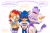 Size: 2048x1365 | Tagged: safe, artist:iris_s_e_e, blaze the cat, sally acorn, sonic the hedgehog, sally x sonic, shipping, shirt, sonaze, straight, trio