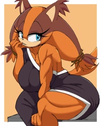 Size: 1440x1800 | Tagged: safe, artist:kappa spark, sticks the badger, muscular female, muscular sticks