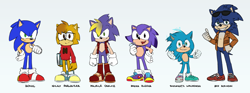 Size: 1670x620 | Tagged: safe, artist:joeadok, nicky, sonic the hedgehog, hedgehog, group, male