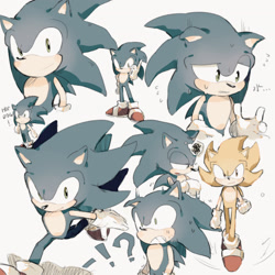 Size: 2480x2480 | Tagged: safe, artist:sile, sonic the hedgehog, super sonic, multiple views, solo, super form