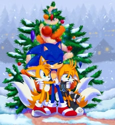 Size: 1080x1173 | Tagged: safe, artist:montyth, miles "tails" prower, nine, sonic the hedgehog, sonic prime, trio