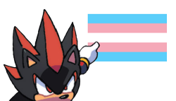 Size: 448x256 | Tagged: safe, artist:strix-brigade, shadow the hedgehog, 2024, edit, pointing, pride, pride flag, simple background, solo, trans pride, transparent background