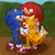 Size: 1341x1341 | Tagged: safe, artist:s0dapr1nce, knuckles the echidna, miles "tails" prower, sonic the hedgehog, sonic the hedgehog 3 (film), 2024, abstract background, backpack, dirty, outdoors, smile, stain, standing, team sonic, trio