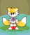 Size: 495x572 | Tagged: safe, artist:x--o, miles "tails" prower, sonic adventure, 2016, abstract background, animated, cute, daytime, frown, gif, jumping, lilypad, outdoors, rhythm badge, solo, tailabetes, water