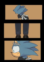 Size: 874x1240 | Tagged: safe, artist:dzlol69, shadow the hedgehog, sonic the hedgehog, 2024, comic, duo, gay, maid outfit, shadow x sonic, shipping, standing, tears