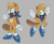Size: 2048x1676 | Tagged: safe, artist:hibiscuit-rose, ray the flying squirrel, bandana, blue shoes, blushing, dark skin, gliding, grey background, redesign, simple background, smile, solo, standing
