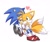 Size: 1200x1004 | Tagged: safe, artist:tlskwi, miles "tails" prower, sonic the hedgehog, 2019, cute, duo, eyes closed, gay, heart, hugging, one eye closed, shipping, simple background, sitting, sitting on lap, sitting on them, smile, sonabetes, sonic x tails, tailabetes, white background