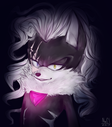 Size: 970x1100 | Tagged: safe, artist:piquantsalt, infinite the jackal, 2017, heterochromia, looking at viewer, phantom ruby, signature, smile, solo