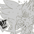 Size: 400x400 | Tagged: safe, artist:34_6, sonic the hedgehog, super sonic, dark form, dark sonic, duo, gay, greyscale, kiss on cheek, monochrome, self paradox, selfcest, shipping, simple background, sonic x sonic, super form, white background