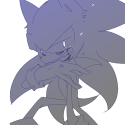 Size: 400x400 | Tagged: safe, artist:34_6, sonic the hedgehog, looking at viewer, monochrome, simple background, solo, white background