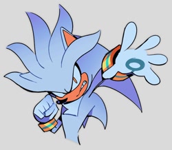 Size: 1044x909 | Tagged: safe, artist:doofazoid, silver the hedgehog, 2024, angry, clenched fist, clenched teeth, grey background, looking at viewer, simple background, solo