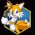 Size: 1280x1280 | Tagged: safe, artist:nomi nom, miles "tails" prower, 2020, arms folded, black background, holding something, looking at viewer, mouth open, one fang, open smile, signature, simple background, smile, solo, standing, wrench