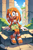 Size: 768x1152 | Tagged: safe, ai art, artist:mobians.ai, tikal, echidna, 2024, bush, clouds, daytime, female, head tilt, looking at viewer, mouth open, open smile, outdoors, prompter:droo, sitting, smile, smiling at viewer, solo
