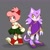 Size: 2000x2000 | Tagged: safe, artist:deardeeric, amy rose, blaze the cat, cat, hedgehog, 2024, amy x blaze, cute, duo, female, females only, frown, grey background, lesbian, looking at viewer, shipping, simple background, skirt
