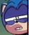 Size: 128x158 | Tagged: safe, sonic the hedgehog, clenched teeth, close-up, edit, faic, gradient background, lidded eyes, reaction image, solo, squinting