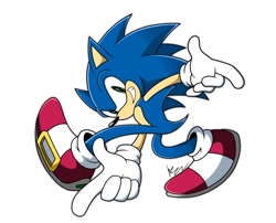 Size: 2048x1653 | Tagged: safe, artist:keaton_756, sonic the hedgehog, hedgehog, sonic adventure, 2024, male, posing, redraw, signature, simple background, smile, solo, white background