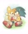Size: 1620x2000 | Tagged: dead source, safe, artist:_nav_o, miles "tails" prower, sonic the hedgehog, 2024, blushing, clothes, duo, eyes closed, gay, heart, holding hands, jacket, looking at them, one eye closed, shipping, signature, sitting, smile, sonic x tails, sweater