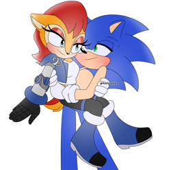 Size: 2240x2223 | Tagged: safe, artist:anidoodlez, sally acorn, sonic the hedgehog, sally x sonic, shipping, straight