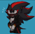 Size: 706x695 | Tagged: safe, artist:nightgarla, shadow the hedgehog, hedgehog, blue background, clothes, dark skin, ear piercing, earring, jacket, looking offscreen, male, simple background, solo, standing, top surgery scars, trans male, transgender