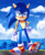 Size: 827x1016 | Tagged: safe, artist:skyavii-sonic, sonic the hedgehog, hedgehog, daytime, looking at viewer, male, pose, solo, standing, water