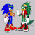Size: 1786x1777 | Tagged: dead source, safe, artist:survivalstep, jet the hawk, sonic the hedgehog, alternate universe, clothes, duo, grey background, jacket, signature, simple background, smile, sonic riders, standing, top surgery scars, trans male, transgender