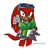 Size: 831x830 | Tagged: dead source, safe, artist:survivalstep, knuckles the echidna, sonic adventure 2, holding something, looking at viewer, master emerald shard, shovel claw, signature, simple background, smile, solo, standing, sunglasses, white background